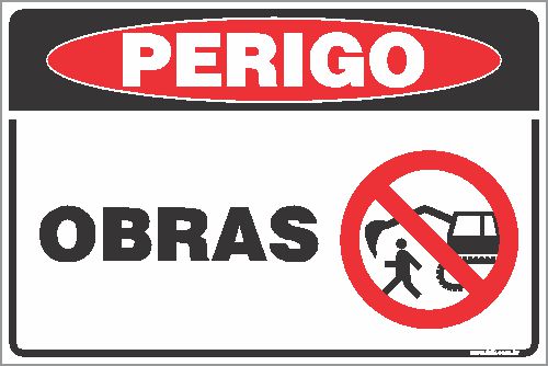 Placa de perigo obras