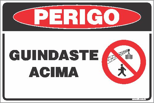 Placa de perigo guindaste acima