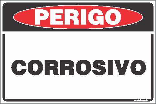 Placa de perigo corrosivo