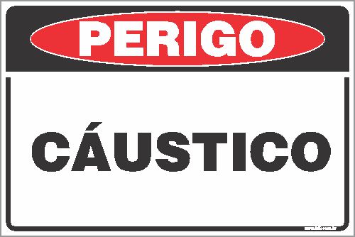 Placa de perigo cáustico