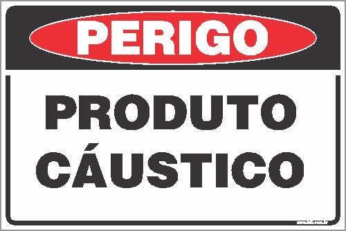 Placa de perigo produto cáustico