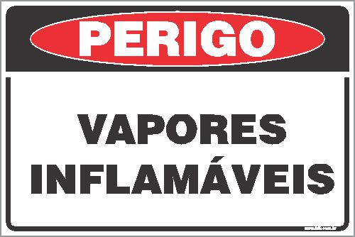 Placa de perigo vapores inflamáveis