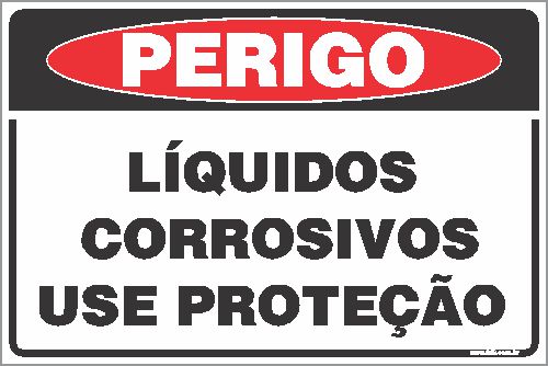 Placa de perigo líquidos  corrosivos use proteção