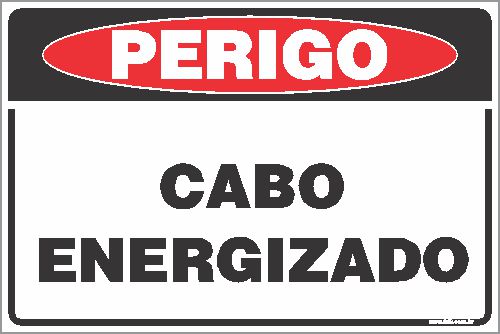Placa de perigo cabo  energizado