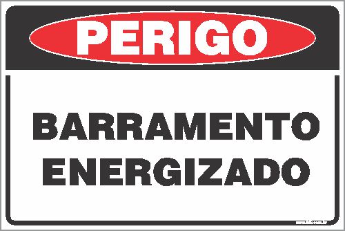 Placa de perigo barramento energizado