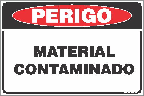 Placa de perigo material contaminado