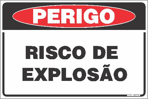 Placa de perigo risco de explosão