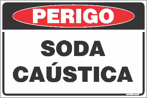 Placa de perigo soda caústica