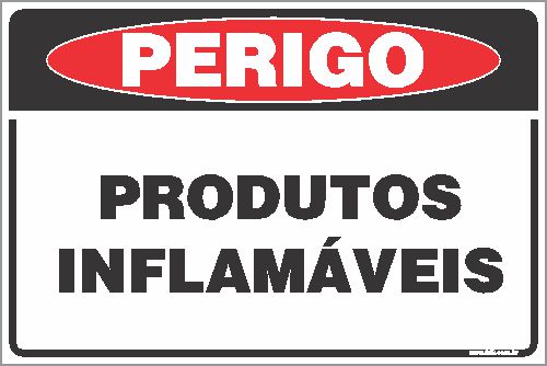 Placa de perigo produtos inflamáveis