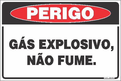 Placa de perigo gás explosivo, não fume.