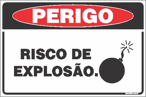 Placa de perigo risco de  explosão.