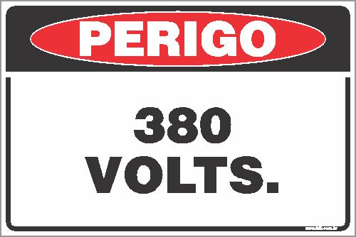 Placa de perigo 380  volts.