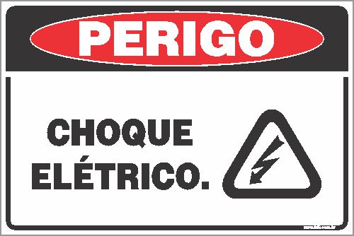 Placa de perigo choque elétrico.