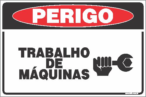 Placa de perigo trabalho de  máquinas