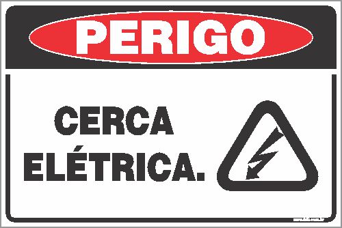 Placa de perigo cerca elétrica.