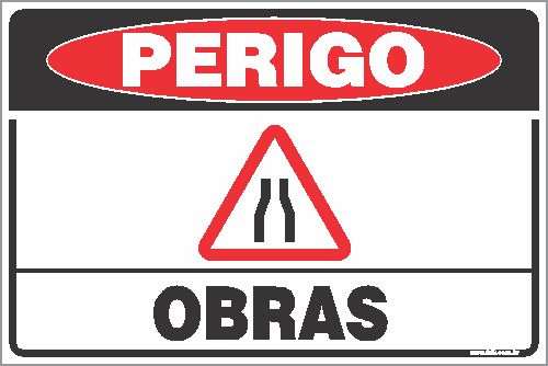Placa de perigo obras