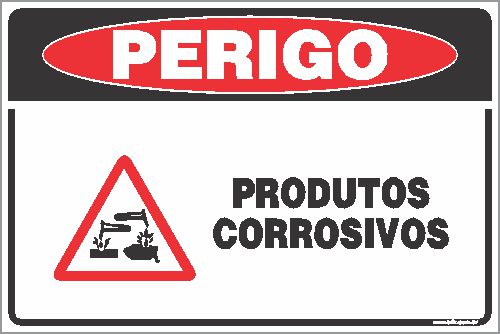 Placa de perigo produtos corrosivos