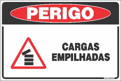 Placa de perigo cargas empilhadas