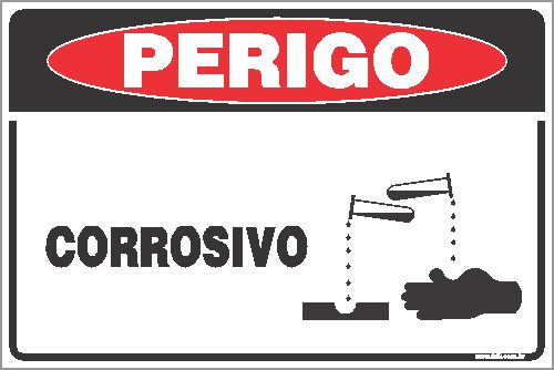 Placa de perigo corrosivo