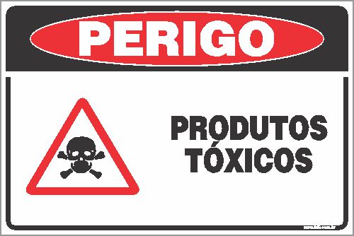 Placa de perigo produtos tóxicos