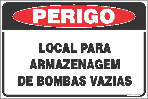 Placa de perigo local para  armazenagem de bombas vazias