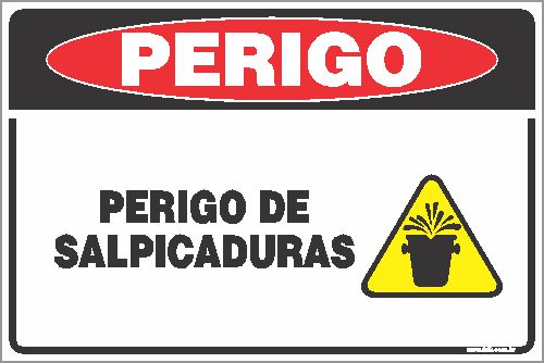 Placa de perigo perigo de salpicaduras