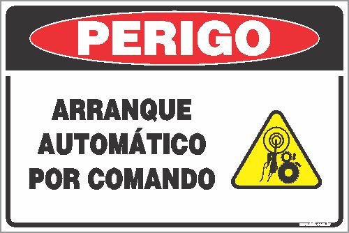 Placa de perigo arranque automático por comando
