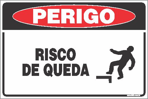 Placa de perigo risco de queda