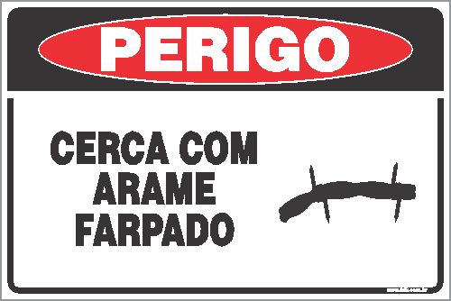 Placa de perigo cerca com arame  farpado