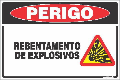 Placa de perigo rebentamento de explosivos