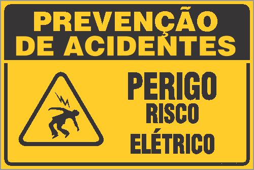 Placa de prevenção de acidente perigo risco elétrico