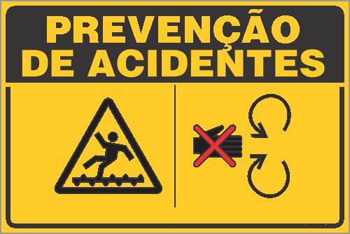 Placa de prevenção de acidente cuidado