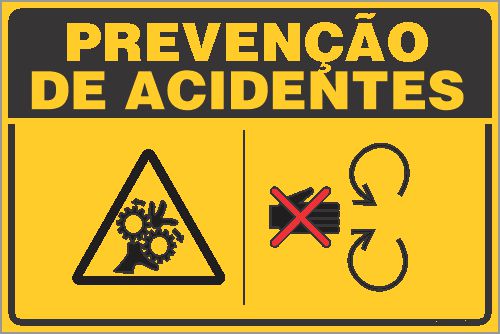 Placa de prevenção de acidente risco  de esmagar as mãos
