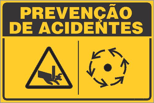 Placa de prevenção de acidente cuidado para não esmagar a mão
