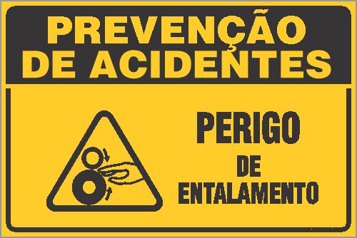 Placa de prevenção de acidente perigo de  entalamento