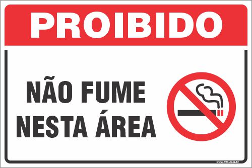 Placa de fumante não fume nesta área