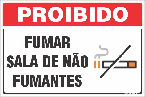 Placa de fumante de proibido fumar sala de não fumantes