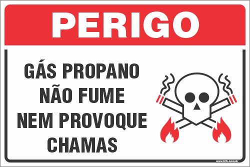 Placa de fumante gás propano não fume nem provoque chamas