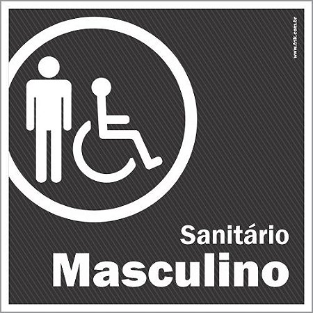Placa de banheiro sanitário com acessibilidade para homens cadeirantes