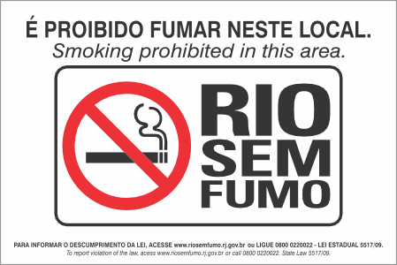 Placa de leis proibido fumar neste local para informar o descumprimento da lei