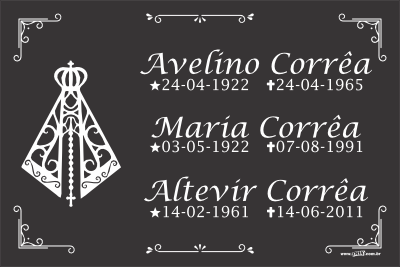 Lápide com três nomes - Modelo LAP-24