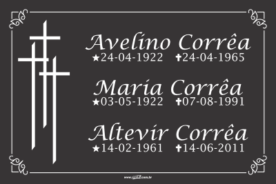 Lápide com três nomes - Modelo LAP-33