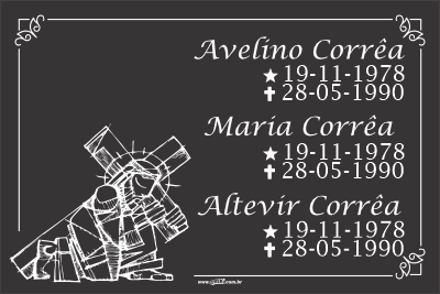 Lápide com três nomes - Modelo LAP-36
