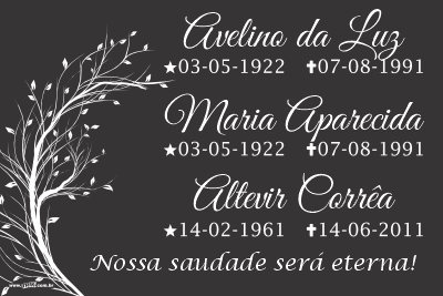 Lápide com três nomes - Modelo LAP-54