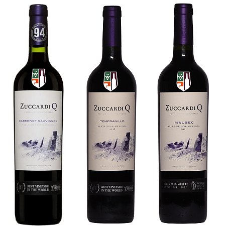 Kit 3 Zuccardi Q - Tempranillo, Cabernet Sauvignon e Malbec