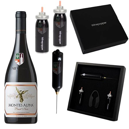 Kit Winepopper Lite Plus + Montes Alpha Pinot Noir - Presente