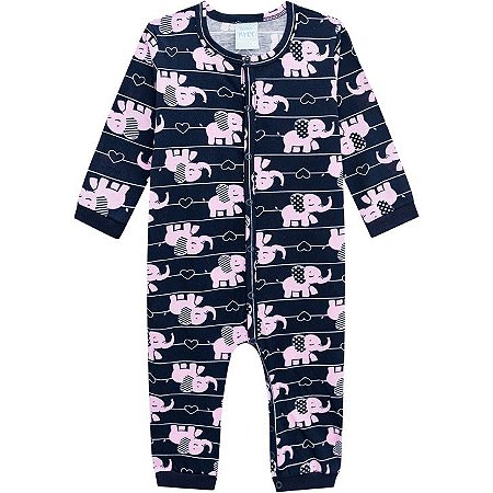 Pijama Brilha No Escuro Elefante Preto Malha Leve Kyly