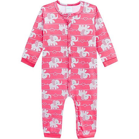 Pijama Brilha No Escuro Elefante Rosa Malha Leve Kyly