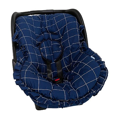 Capa Para Bebê Conforto 3 Peças Grid Marinho Batistela Baby