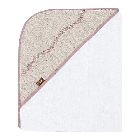 Toalha de Banho Bebê em Linho Premium Rosê Batistela Baby